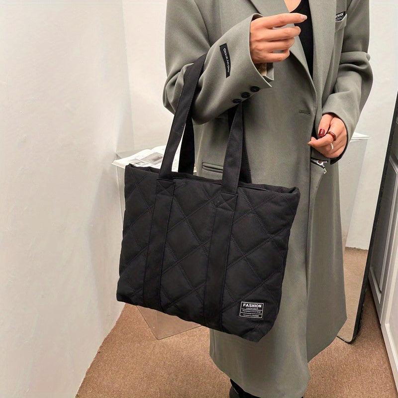 Angle Embroidery Tote Bag Puffer Nylon Shoulder Bag Padded Handbags For Women