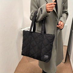 Angle Embroidery Tote Bag Puffer Nylon Shoulder Bag Padded Handbags For Women