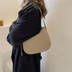 Textured PU Leather Underarm Bag with Zipper