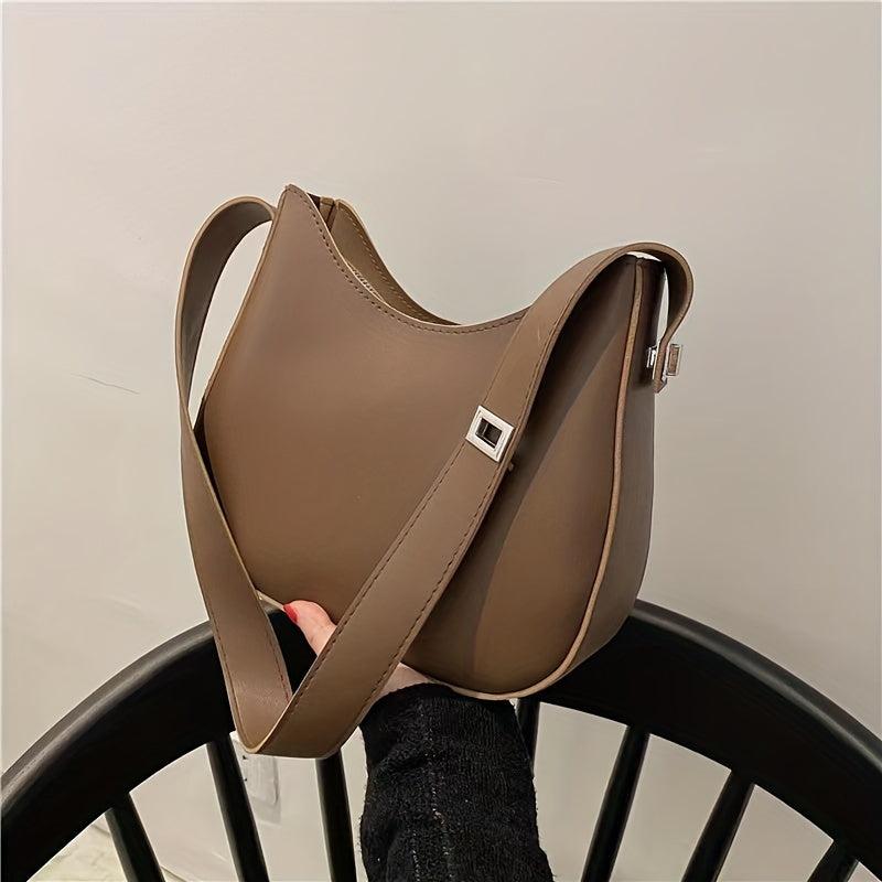 Textured PU Leather Underarm Bag with Zipper