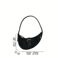 Crocodile Print Shoulder Bag Adjustable Strap Versatile Zipper Handbag