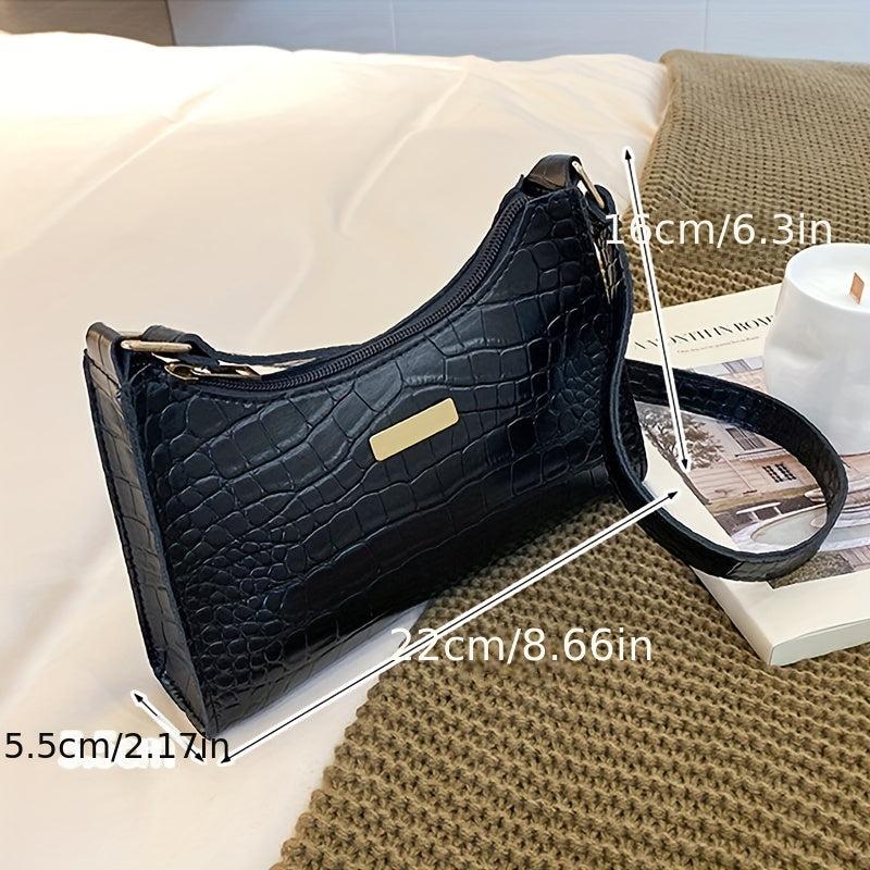 Crocodile Embossed Shoulder Bag PU Leather Women's Handbag