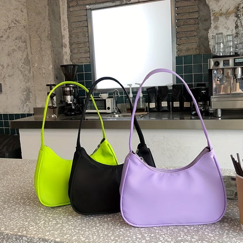 Mini Solid Nylon Crescent Bag Women's Daily Handbag & Shoulder Bag