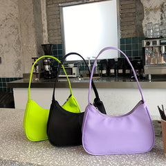 Mini Solid Nylon Crescent Bag Women's Daily Handbag & Shoulder Bag