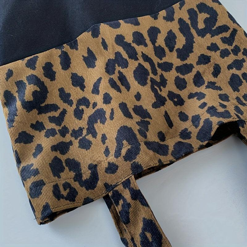 Leopard Print Square Shoulder Bag Large Capacity Patchwork Handbag