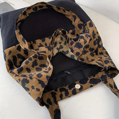 Leopard Print Square Shoulder Bag Large Capacity Patchwork Handbag