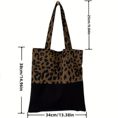 Leopard Print Square Shoulder Bag Large Capacity Patchwork Handbag