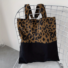 Leopard Print Square Shoulder Bag Large Capacity Patchwork Handbag