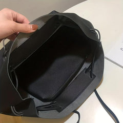 Large Capacity Drawstring Tote Bag PU Leather Shoulder Bag