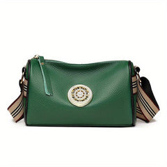 Stripes Wide Strap Shoulder Bag Glitter Rhinestone Decor Zipper Crossbody Bag