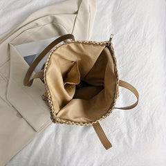 Straw Woven Shoulder Bag Large Capacity Beach Handbag
