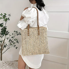 Straw Woven Shoulder Bag Large Capacity Beach Handbag