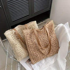 Straw Woven Shoulder Bag Large Capacity Beach Handbag