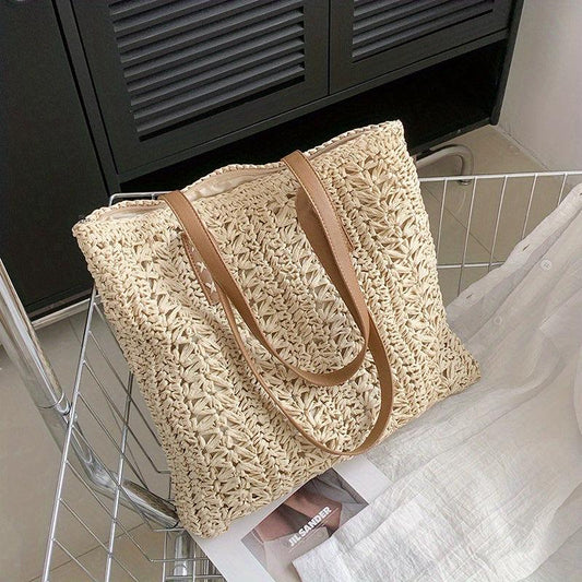 Straw Woven Shoulder Bag Large Capacity Beach Handbag