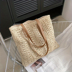 Straw Woven Shoulder Bag Large Capacity Beach Handbag