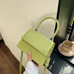 Crocodile Embossed Shoulder Bag Top Handle Crossbody Bag
