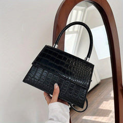 Crocodile Embossed Shoulder Bag Top Handle Crossbody Bag