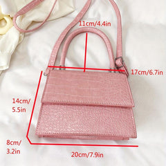 Crocodile Embossed Shoulder Bag Top Handle Crossbody Bag