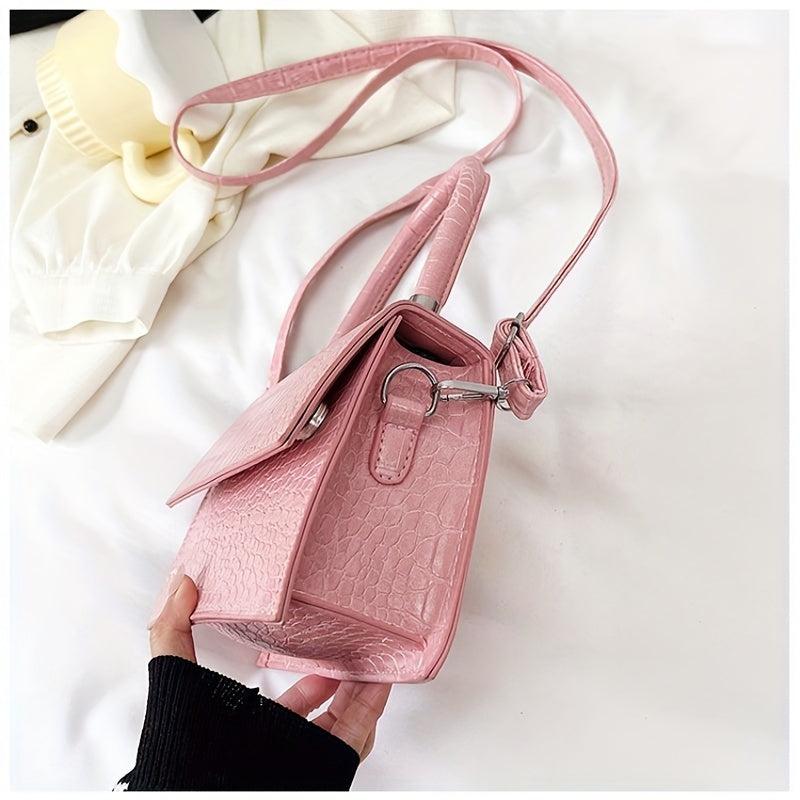 Crocodile Embossed Shoulder Bag Top Handle Crossbody Bag