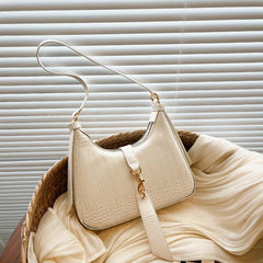 Crocodile Pattern Shoulder Bag Buckle Decor Underarm Purse Handbag