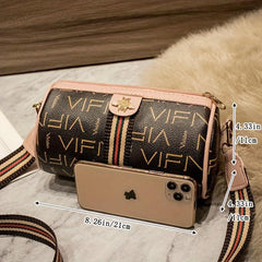 Letter Allover Print Crossbody Bag with Wide Strap