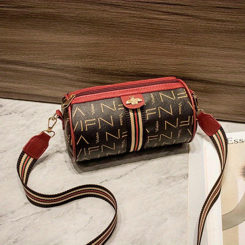 Letter Allover Print Crossbody Bag with Wide Strap
