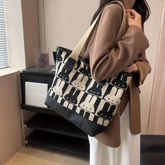 Rabbit Pattern Canvas Tote Bag Large Capacity Shoulder Bag