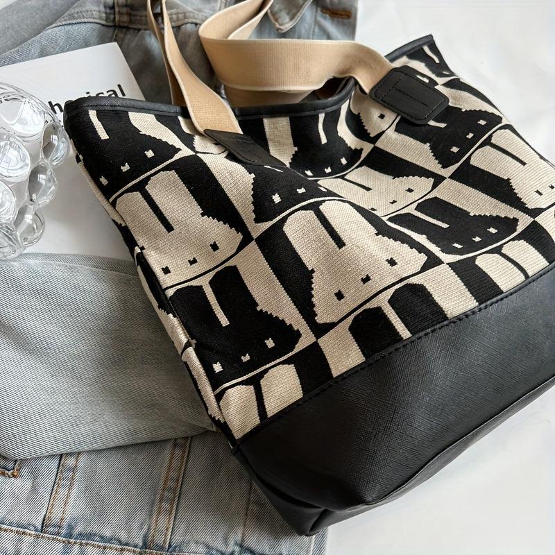 Rabbit Pattern Canvas Tote Bag Large Capacity Shoulder Bag