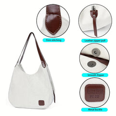 Women's Canvas Tote Bag Literary Shoulder Large Capacity for Travel School Work