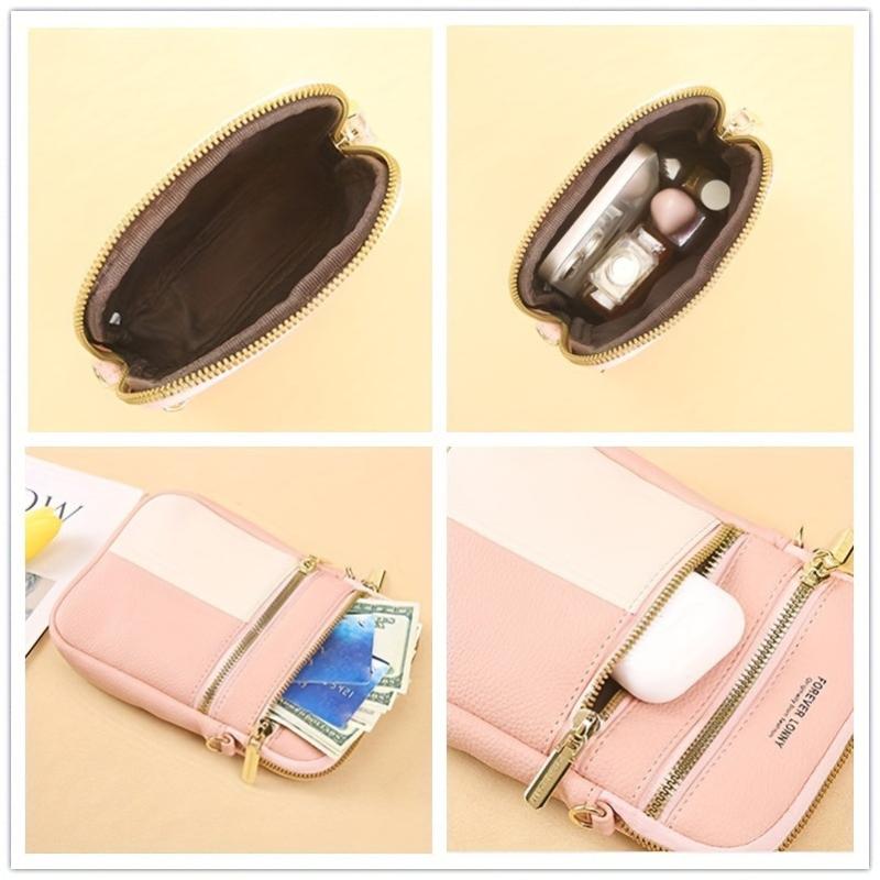 Colorblock Square Crossbody Bag with Strap