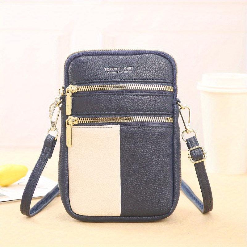 Colorblock Square Crossbody Bag with Strap