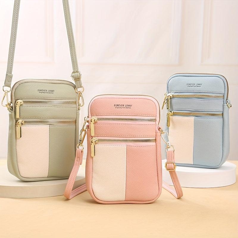Colorblock Square Crossbody Bag with Strap