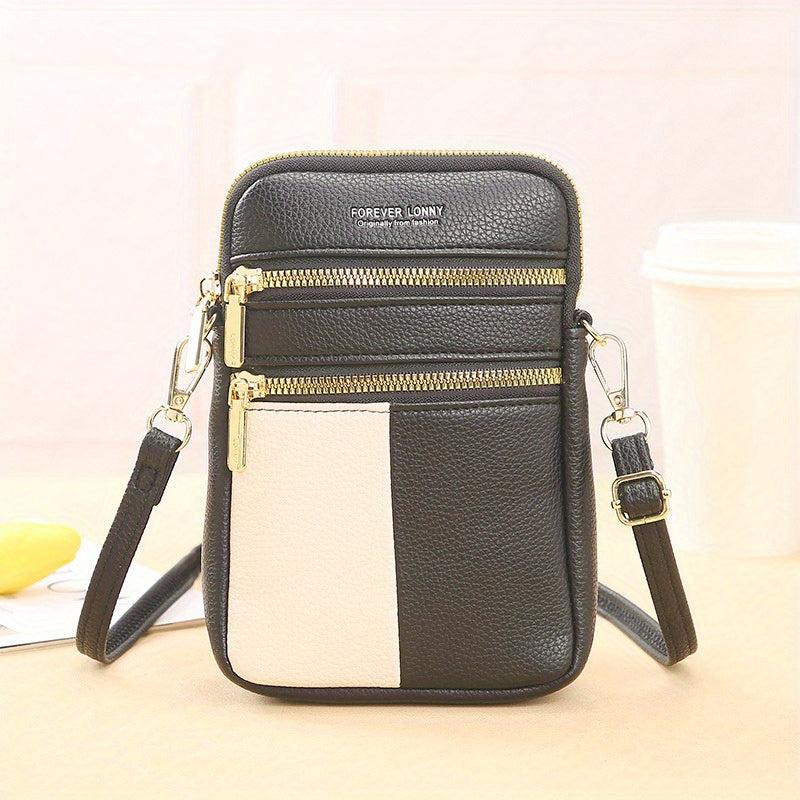 Colorblock Square Crossbody Bag with Strap