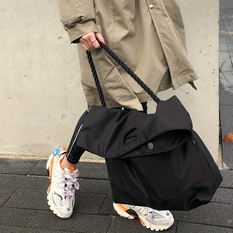 Anti Theft Large Capacity Tote Bag Nylon Double Strap Lightweight Shoulder Shopp