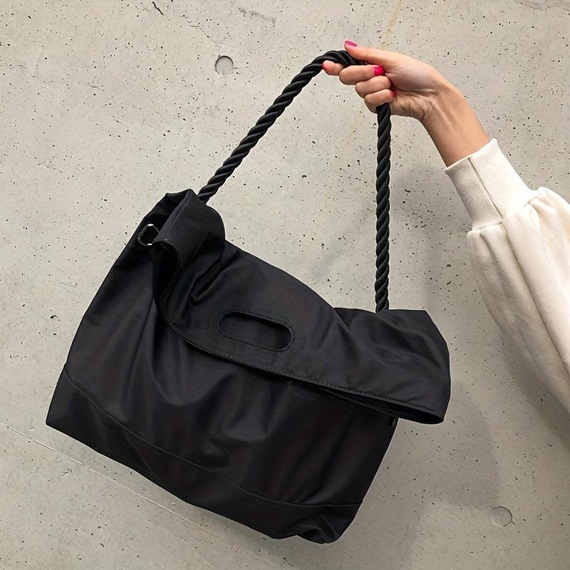 Anti Theft Large Capacity Tote Bag Nylon Double Strap Lightweight Shoulder Shopp