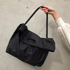 Anti Theft Large Capacity Tote Bag Nylon Double Strap Lightweight Shoulder Shopp