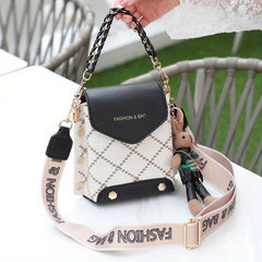 Argyle Quilted Crossbody Bag PU Leather Shoulder Handbag