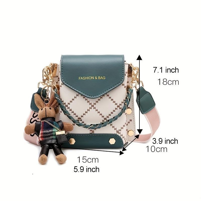 Argyle Quilted Crossbody Bag PU Leather Shoulder Handbag