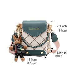 Argyle Quilted Crossbody Bag PU Leather Shoulder Handbag