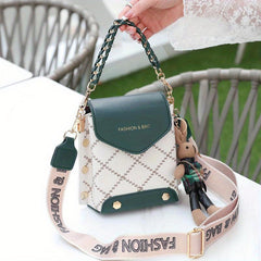 Argyle Quilted Crossbody Bag PU Leather Shoulder Handbag