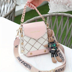 Argyle Quilted Crossbody Bag PU Leather Shoulder Handbag