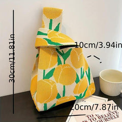 Tulip Pattern Satchel Bag Knitted Handbag Storage