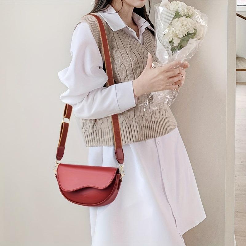 Stylish Saddle Bag With Scarf Decor Crossbody Chain Shoulder Purse