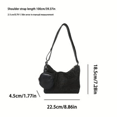 Glitter Rhinestone Shoulder Bag All Match Stylish With Mini Purse