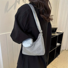 Glitter Rhinestone Shoulder Bag All Match Stylish With Mini Purse