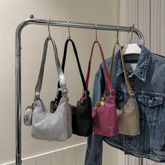 Glitter Rhinestone Shoulder Bag All Match Stylish With Mini Purse