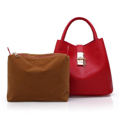 Large Capacity Shoulder Bag with Metal Turn Lock