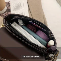 Chain Turn Lock Shoulder Bag PU Leather Saddle Bag