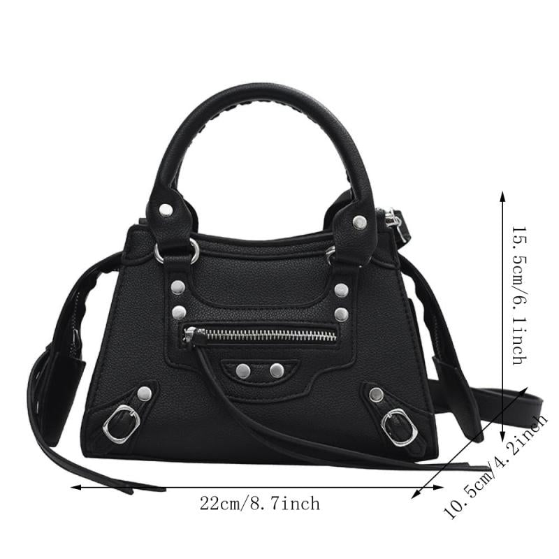Y2K Style Studded Crossbody Bag Small Top Handle Satchel Purse