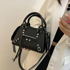 Y2K Style Studded Crossbody Bag Small Top Handle Satchel Purse